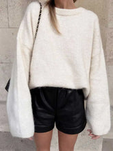 White O Neck Loose Knitted For Fashion Long Sleeves Oversize Sweater